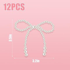 12Pcs Pearl Bow Cake Cupcake Toppers Birthday Wedding Party Decor