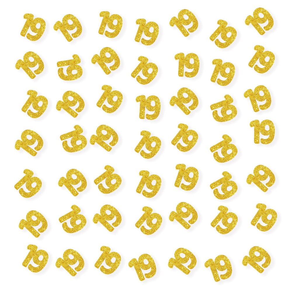 100 PCS Number 19 Confetti Gold Glitter Paper Scatter 19th Birthday Pot
