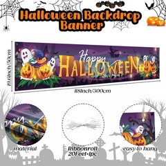 Extra Large Happy Halloween Banner Party Decorations, 9.8 X 1.6 Ft Fabric Hallow