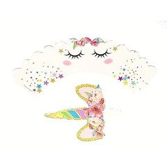 Unicorn Cupcake Wrappers Toppers & Balloon Rainbow Party Supplies