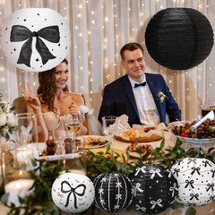 12 Pcs Black Bow Paper Lanterns Black Bow Birthday Party Decorations Polka Dot B