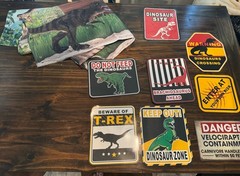 Dinosaur Party Decorations Lot-Signs And 7×5 Backdrop Banner T-Rex Bday Bundle