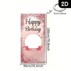 1pc 2D Personalized Birthday Poster Customizable Name Photo Party Banner Decor ♤