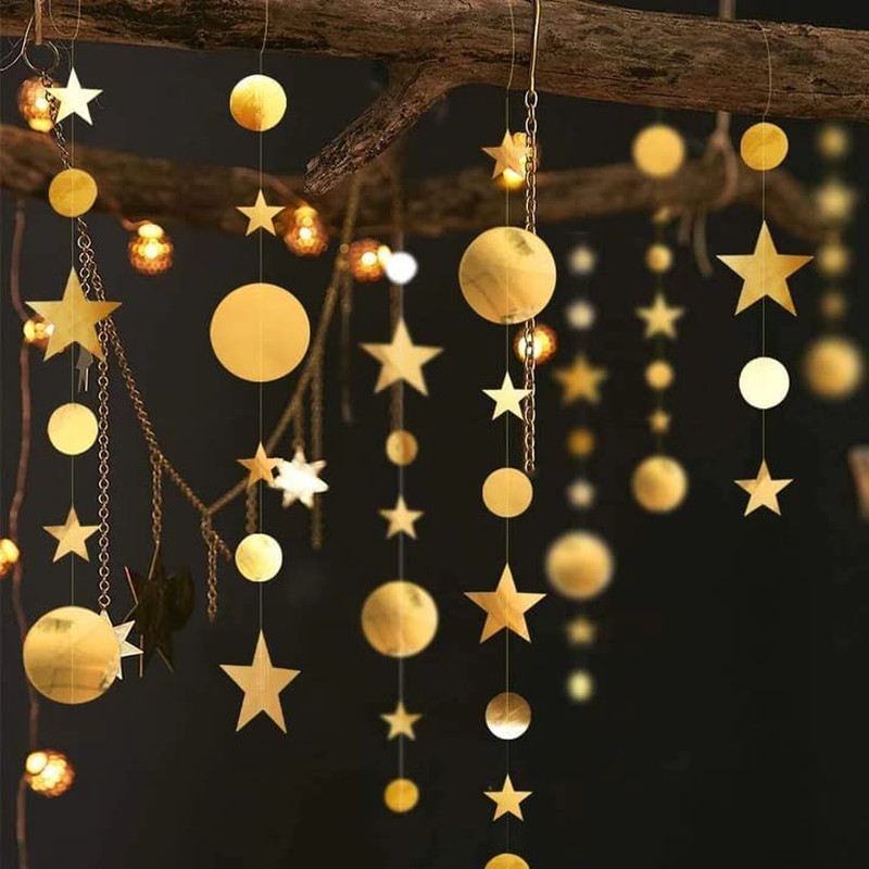 Gold Twinkle Little Star Garland Glitter Hanging Moon for Shower Wedding Decor