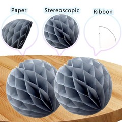 8 PCS Paper Honeycomb Balls Decoration 8 Inch Flower Party Hanging Decor Gray