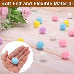 2pcs Pom Pom Garland 6.6 Ft 30 Balls for Crafts Decor(White Grey Pink)