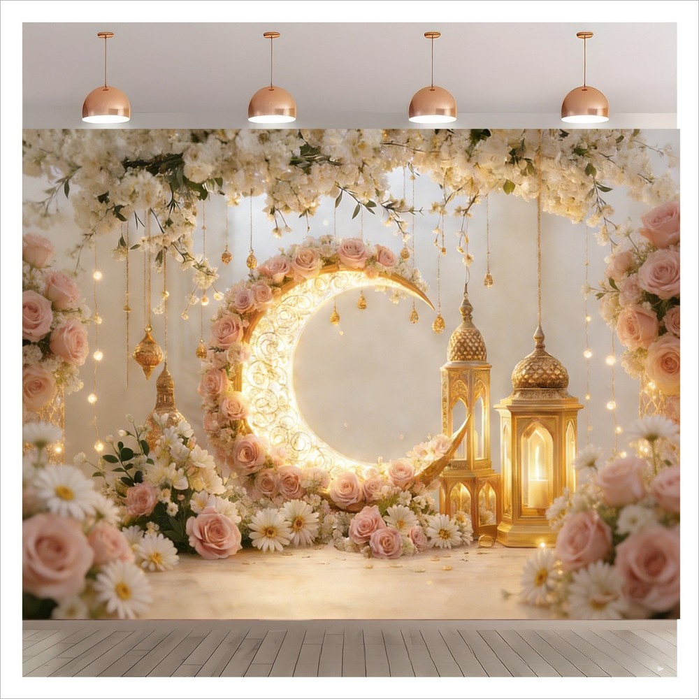 Ramadan Eid Mubarak Backdrop Banner Photo Booth Background Festival Party Decor