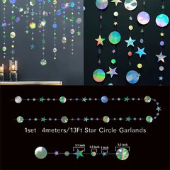 Iridescent Paper Leaf Snowflakes Garland Mermaid Birthday Tea Party Hanging