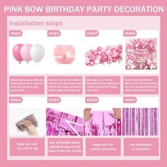 Pink Bow Birthday Decorations for Girls Women, Coquette Birthday Decorations,…