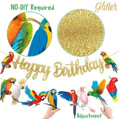 Parrot Birthday Party Banners – Tropical Bird Decoration Toucan Cutout for Hawai