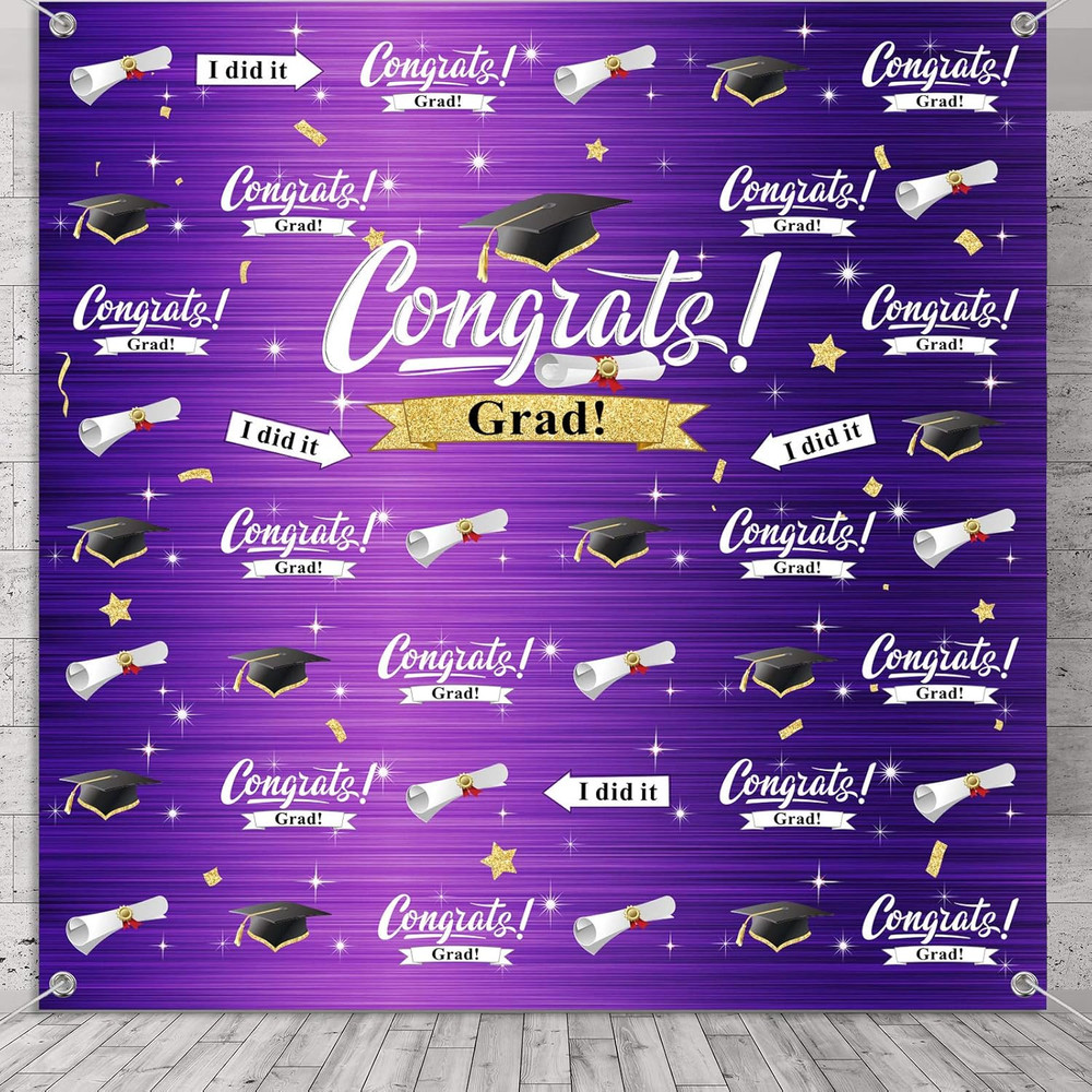 70.9×70.9″ Class of 2026 Graduation Backdrop Congrats Grad Party Decoration