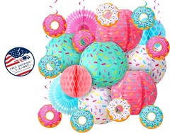 Decoración para fiesta de cumpleaños con temática de donas (colores dulces)