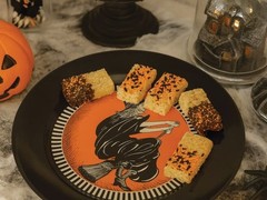 Vintage Halloween Witch Platter 12 pc Retro Tableware Plates Trays Party Platter