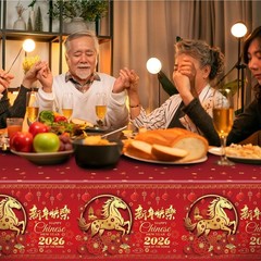 3Pcs Chinese New Year Decorations Tablecloth 2026, 108 * 54 Inch Lunar New Year