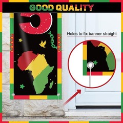 Juneteenth Party Decorations Porch Banner with Hanging Sign, 71» x 12 » Junete