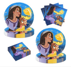 60pcs Wish Party Supplies Including 40 Plates 20 Napkins for Kids’ Birthday Part