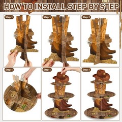 2 Pack Western Cowboy Cupcake Stand – Birthday Party Decoration & Dessert Holder