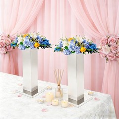 2-Piece 60cm Stainless Steel Column Wedding Flower Stand for Party Decor