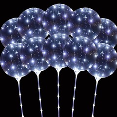 LED Balloons Light Up, 10 Pack LED Balloons with Sticks, 20 Inch Clear Bobo B…