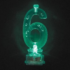 Blue Plastic Number 6 Flashing Candle Holder With Birthday 3″, Multicolor