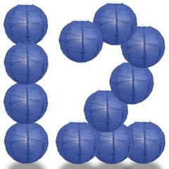 BULK PACK (12) 16″ Dark Blue Round Paper Lantern, Crisscross Ribbing, Chinese Ha