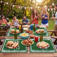 8 Pcs Football Grass Placemats Table Centerpieces Decoration 12 x 12 Inch Art…