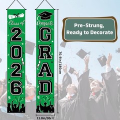 Graduation Decorations 2026, Green Door Porch 70.9 x 11.8 inches,