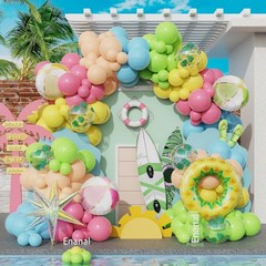 Summer Pool Party Decorations, Tropical 162pcs Pastel Colorful Balloons with …