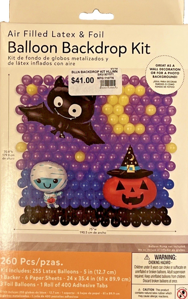 Halloween Latex Foil Balloon Backdrop Kit Wall Decoration 260 Pieces Bat Pumpkin