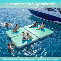 Inflatable Floating Dock, Water Island Float Raft Mat with Non-Slip Surface, 5FT
