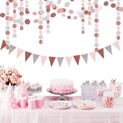 Rose-Gold Pink Silver Party Decorations – 52Ft Paper Rose-gold