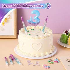 MTLEE 13 Pcs Birthday Candles Set 1 Mermaid Candle with 12 Purple