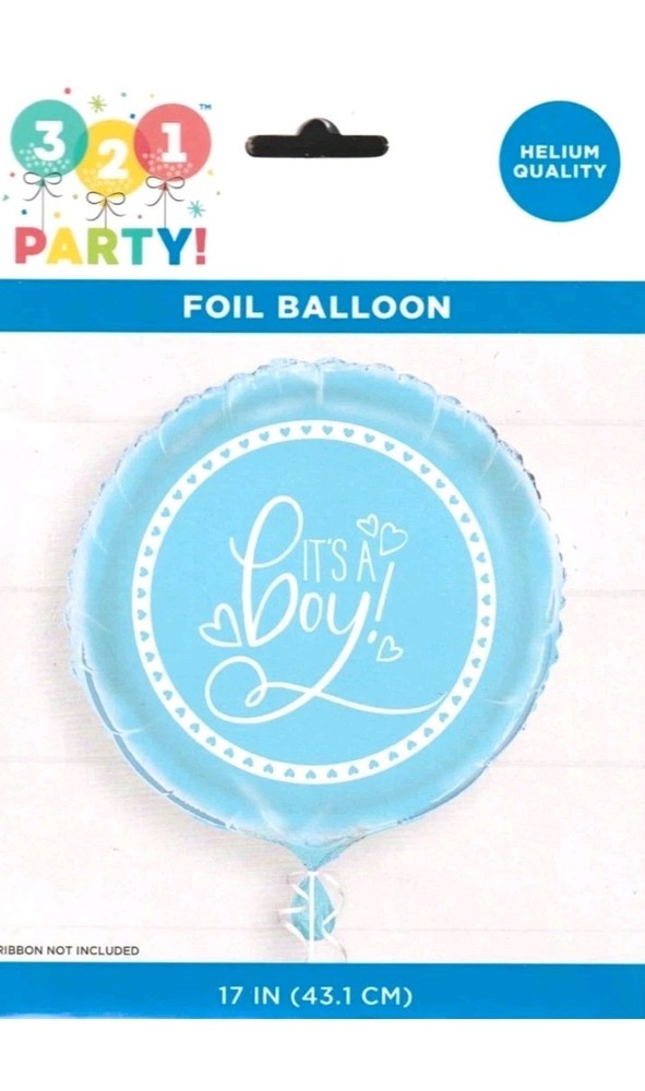 321 Party! It’s A Boy! Blue Hearts 17-in Foil Balloon Helium Quality( Lot Of 2)