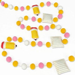 Back to School Felt Pom Banner, 7.8 Ft Pencil Pom Garland Classroom Decor | Doub