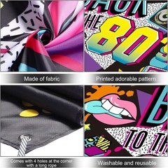 Retro Back to the 80’s Polyester Backdrop – Perfect for Parties, 73 x 43 Inch