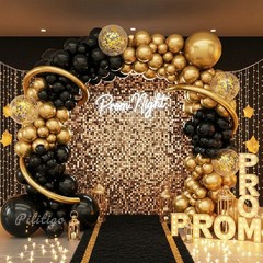 Black and Gold Balloon Arch Kit – 114 Pcs Black and Gold Balloons Garland wit…