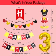 Cartoon 3rd Birthday Party Decorations – 3 Years Old Boy Party Supplies Inclu…