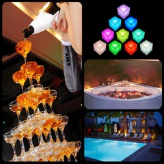 120*Glowing LED Ice Cubes Flash Light For Party Bar Drinks Wine Glass Decorate
