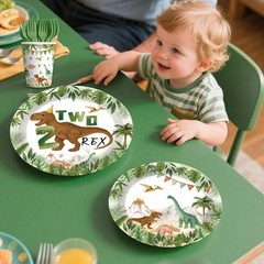 237pcs Dinosaur Birthday Party Set for Boys, 2nd Birthday Decorations, Serves 20