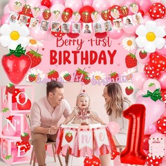 Berry First Birthday Decor Strawberry 1st Birthday Decorations for Girls with…