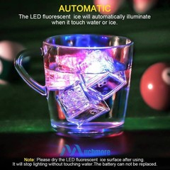 12-120Pcs LED Light Up Ice Cubes Color Changing for Wine Drinks Glow in the Dark