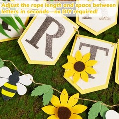 3PC Felt Sunflower Happy Banner,Party Decorations Pre-Strung 3D Sign with Bee…