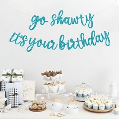 BEISHIDA Light Blue Go Shawty It’s Your Birthday Banner – NO DIY – Lake