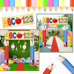 4 Pcs Kindergarten Preschool Back to School Decoration Large Abc 123 Backdrop…