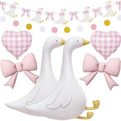 One Silly Goose Birthday Décor – Funny Goose Balloons Pink Gingham Heart Bow …