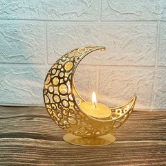 Eid Mubarak Moon Star Metal Candlestick Ramadan Kareem Vintage Candle Holder DY