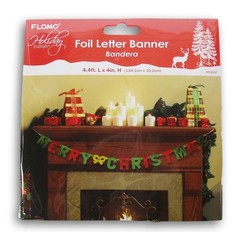 Merry Christmas Foil Holiday Banner – 4.4 Feet x 4 Inches 8 Ft, Multi Color