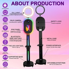 Photo Booth Machine for iPad 10.2″ – 13″ and Camera App Control RGB Fill Light