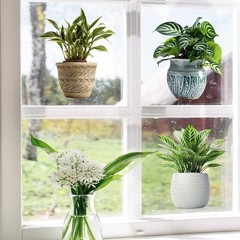 Supzone Potted Plants Window Clings 3pcs Simulated Green Multi-colored