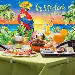 It’S 5 O’ Clock Somewhere Summer Backdrop Tropical Parrot Banner Beach Hawaii De